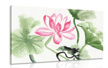 Obraz akwarelowy kwiat lotosu - 90x60
