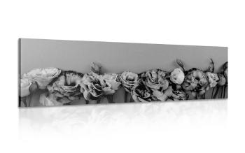 Obraz kwitnące kwiaty w wersji czarno-białej - 120x40
