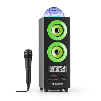 Auna DiscoStar Green, przenośny głośnik Bluetooth 2.1, USB, SD, akumulator, LED, mikrofon