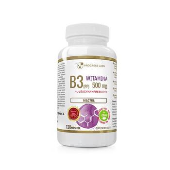 PROGRESS LABS Niacyna (Vitamin B3) 500mg + L-leucyna - 120caps