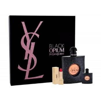 Yves Saint Laurent Black Opium zestaw Edp 90 ml + Edp 7,5 ml + Pomadka Rouge Pur Couture N°1 Rouge á Lévres 1,3 ml dla kobiet