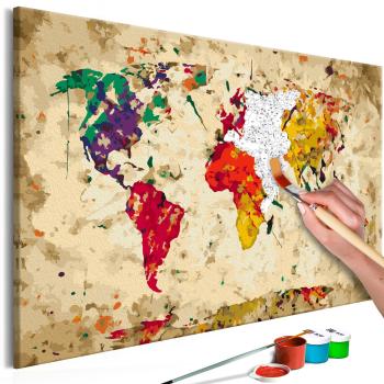 Obraz malowanie po numerach mapa świata - World Map: Colour Splashes - 60x40
