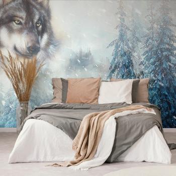 Tapeta wilk w śnieżnym krajobrazie - 450x300