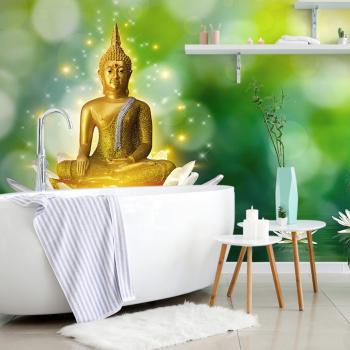 Samoprzylepna tapeta złoty Budda na kwiecie lotosu - 300x200