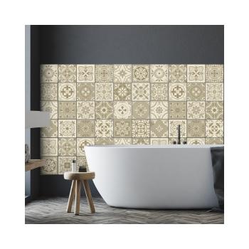 Zestaw 60 naklejek ściennych Ambiance Wall Decal Cement Tiles Fortunato, 15x15 cm