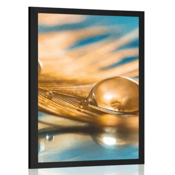 Plakat kropla wody na złotym piórku - 20x30 silver