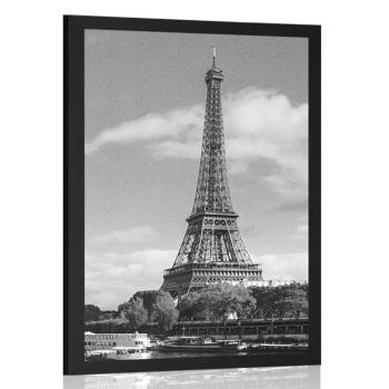 Plakat cudowna panorama Paryża w czerni i bieli - 30x45 silver