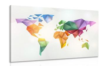 Obraz kolorowa mapa świata w stylu origami - 90x60