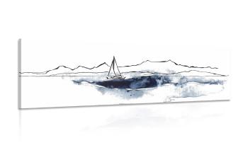 Obraz rysowany jacht - 150x50