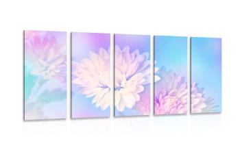 5-częściowy obraz kwiat chryzantemy - 200x100