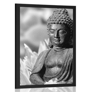 Plakat spokojny Budda w czerni i bieli - 30x45 silver