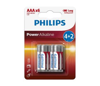 Philips LR03P6BP/10 - 6 ks Bateria alkaliczna AAA POWER ALKALINE 1,5V