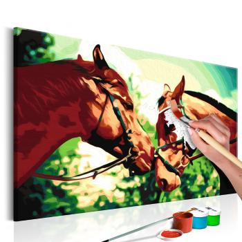 Obraz malowanie po numerach brązowe konie - Two Horses