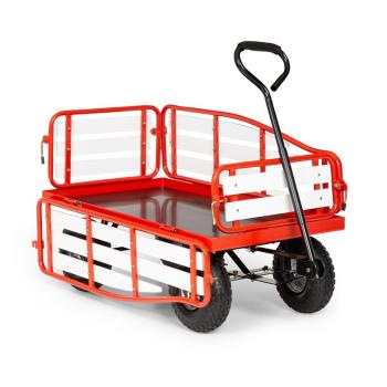 Waldbeck Ventura, ręczny wózek transportowy, nośność 300 kg, stal, WPC, czerwony