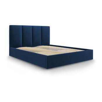 Ciemnoniebieskie aksamitne łóżko dwuosobowe Mazzini Beds Juniper, 160x200 cm