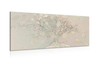 Obraz rysunku jesiennego drzewa - 120x60