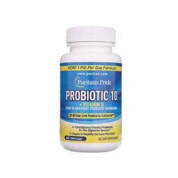 Puritan's Pride Probiotic 10 + Vitamin D - 60caps.
