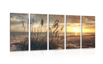 5-częściowy obraz zachód słońca na plaży - 200x100