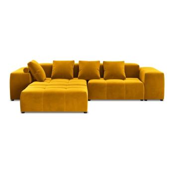 Żółta aksamitna sofa narożna (zmienna) Rome Velvet - Cosmopolitan Design