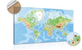 Obraz na korku klasyczna mapa świata - 90x60  metallic