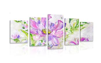 5-częściowy obraz nowoczesne malowane letnie kwiaty - 100x50