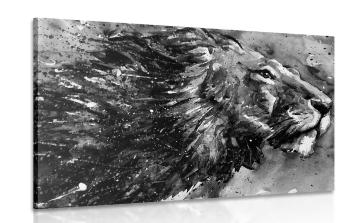 Obraz król zwierząt w czarno-białej akwareli - 120x80
