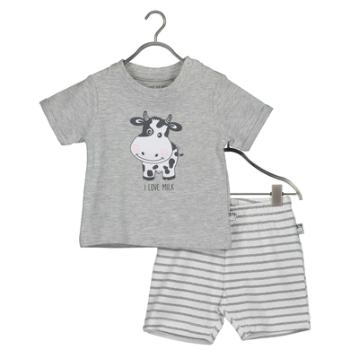 BLUE SEVEN Zestaw dla niemowląt 2-częściowy Koszulka mleczna + średnio-szara Shorts