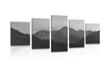 5-częściowy obraz góry w wersji czarno-białej