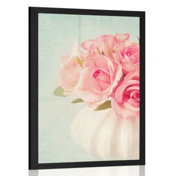 Plakat róże w wazonie - 20x30 black
