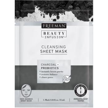 Freeman Beauty Infusion Charcoal + Probiotics oczyszczająca maseczka z tkaniny z aktywnego węgla drzewnego do wszystkich rodzajów skóry 25 ml