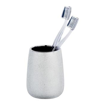 Kubek ceramiczny na szczoteczki do zębów w srebrnej barwie Wenko Glimma