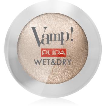 Pupa Vamp! Wet&Dry cienie do oczu do nakładania na mokro i sucho z perłowym blaskiem odcień 100 Champagne Gold 1 g