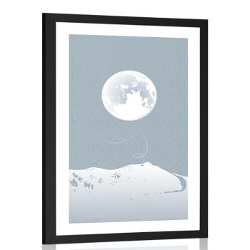 Plakat z passepartout pełnia księżyca - 60x90 silver