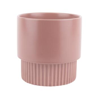 Różowa ceramiczna doniczka PT LIVING Ribbed, wys. 15 cm