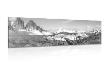 Obraz wspaniały widok z gór w wersji czarno-białej - 120x40