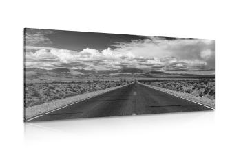 Obraz czarno-biała droga na pustyni