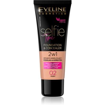 Eveline Cosmetics Selfie Time podkład i korektor 2 w 1 odcień 02 Ivory 30 ml