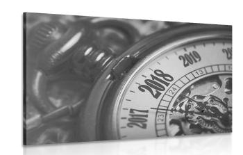 Obraz zegarek kieszonkowy vintage w wersji czarno-białej