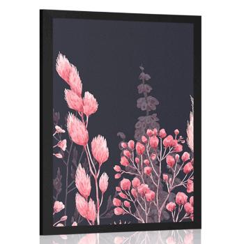 Plakat odmiany trawy na różowo - 40x60 black