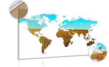 Obraz na korku mapa świata na białym tle - 90x60  color mix