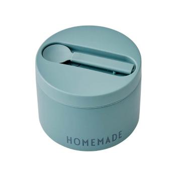 Turkusowy pojemnik termiczny z łyżką Design Letters Homemade, wys. 9 cm