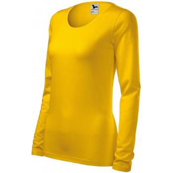 Damska dopasowana koszulka z długim rękawem, żółty, XL