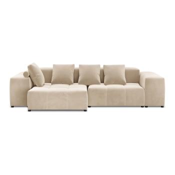 Beżowa aksamitna sofa narożna (zmienna) Rome Velvet - Cosmopolitan Design