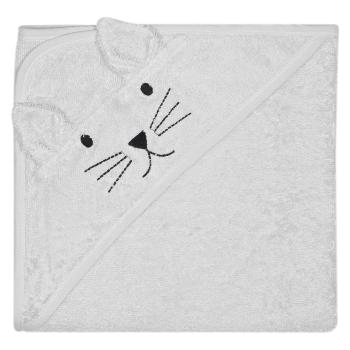 Szary bawełniany ręcznik dziecięcy z kapturkiem Kindsgut Cat