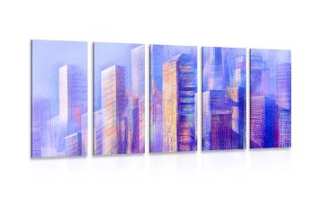 5-częściowy obraz abstrakcyjne drapacze chmur miasta - 100x50