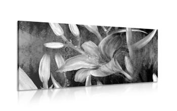 Obraz kwiat lilii w wersji czarno-białej - 120x60