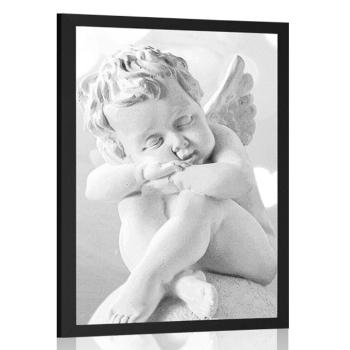 Plakat czarno-biały anioł - 60x90 white