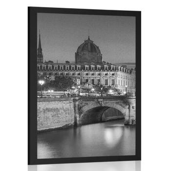 Plakat olśniewająca panorama Paryża w czerni i bieli - 30x45 white