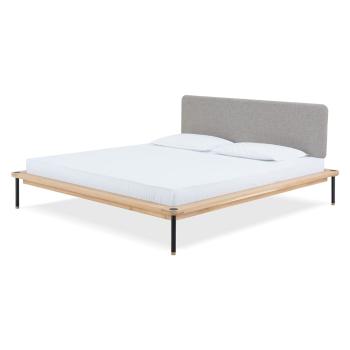 Dwuosobowe łóżko z drewna dębowego Gazzda Fina Nero, 140x200 cm