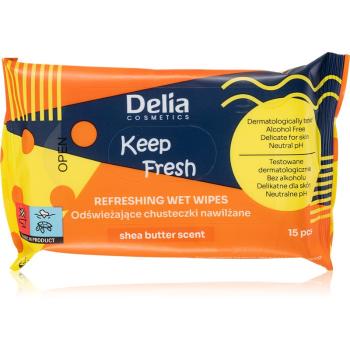 Delia Cosmetics Keep Fresh Shea Butter odświeżające chusteczki nawilżane 15 szt.
